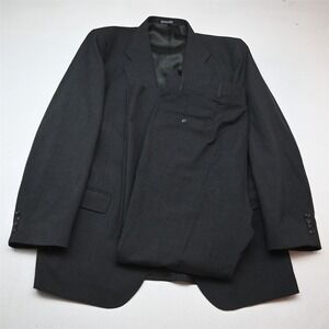 Vtg USA Made 46L‎ 38x32 Gray Wool Bootcut Mens Jacket Pants Suit